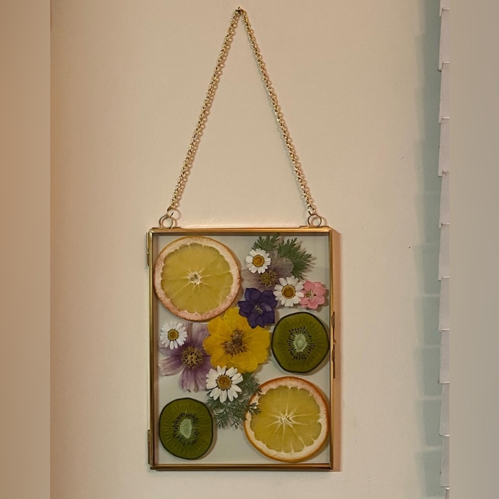 Handmade Pressed Flower/Fruit Art in Gold Frame - Picture 4 of 4